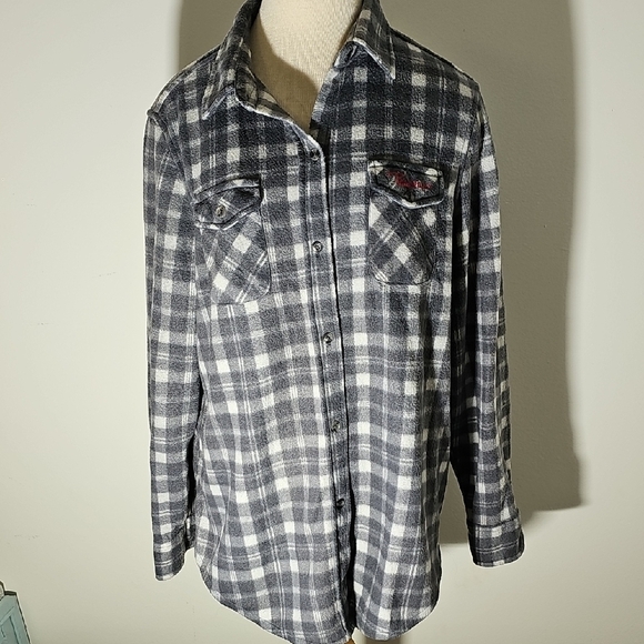 Pilote & Filles Gray & White Plaid Button-Up Shirt/ Fleese. XL - Picture 2 of 11